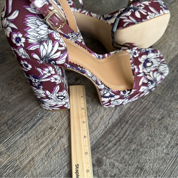 Express platform square toe floral sandal block heel size 10 - Picture 5 of 13